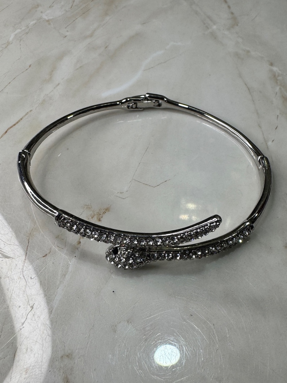 Sparkling Silver Crystal Snake Bracelet - Women Jewelry